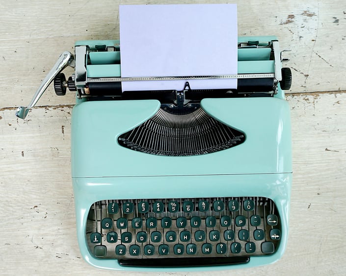 Mint Green Typewriter with Lilac Paper